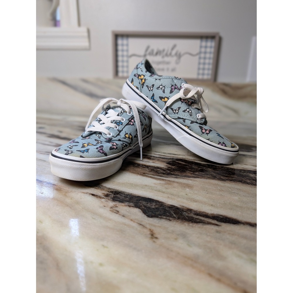 Vans Authentic Butterfly Print Sneakers Light Blue Canvas Low Top Shoes Missy 2